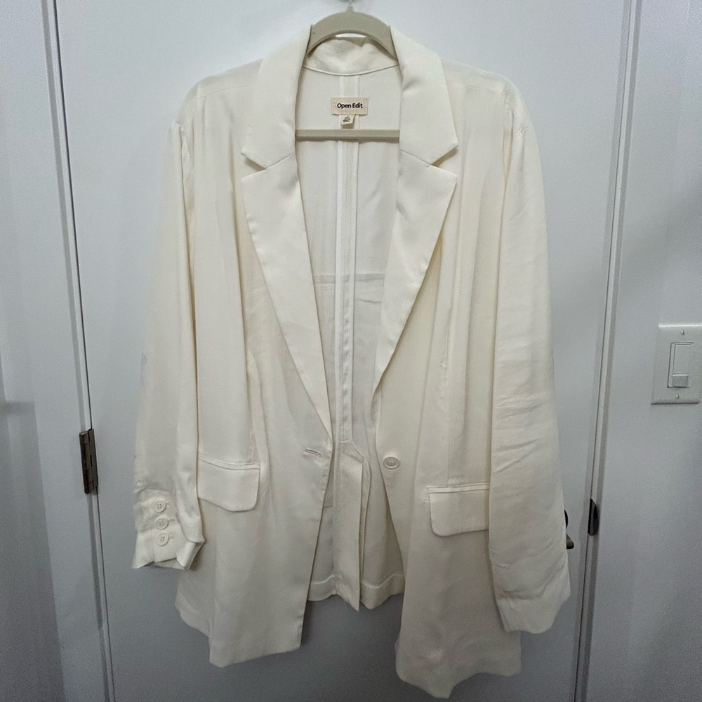 Open Edit Women's Elegant Cream Blazer
